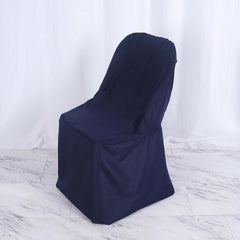Polyester Slip On Folding Chair Covers Navy Blue - Stain-Resistant Reusable Durable Fabric