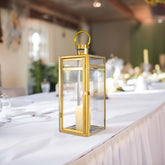 Stainless Steel Candle Lantern Vintage Top Design Gold - Outdoor Metal Patio Lantern Centerpiece 17"
