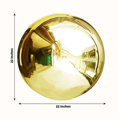 Gazing Globe Mirror Ball Reflective Hollow Stainless Steel Gold Sphere - Decorative Garden Display Ornament 22"
