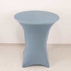 Spandex 33"-36" Round Cocktail Table Cover Dusty Blue - Easy to Maintain Stretch Fitted Highboy Tablecloth