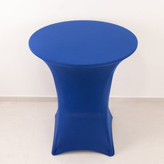 Spandex 33"-36" Round Cocktail Table Cover Royal Blue - Easy to Maintain Stretch Fitted Highboy Tablecloth