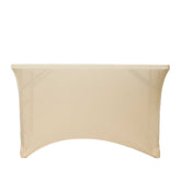 Stretch Spandex 48"x30" Rectangle Tablecloth Beige - Durable Form-Fitting Table Cover