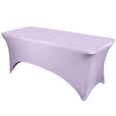 Stretch Spandex 6ft Rectangle Tablecloth Lavender Lilac - Durable Form-Fitting Table Cover