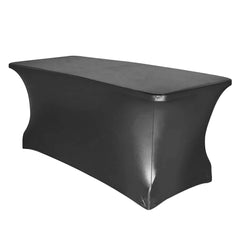Stretch Spandex 72"x30" Rectangle Tablecloth Metallic Black - Form-Fitting Table Cover