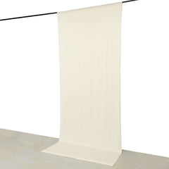 Ivory 4-Way Stretch Spandex Event Curtain Drapes, Wrinkle Free Backdrop Event Panel with Rod Pockets - 5ftx12ft