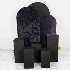 Set of 5 Black Spandex Rectangle Pedestal Stand Covers, Stretchable Pillar Prop Covers - 160 GSM