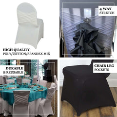 Spandex Chair Cover Madrid Style for Banquet Chairs White - Stylish Stretch 180GSM Fitted Slipcover for Weddings