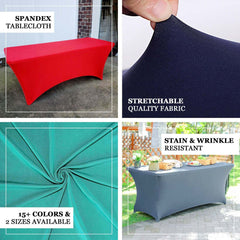 Stretch Spandex 6ft Rectangle Tablecloth Champagne - Durable Form-Fitting Table Cover