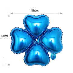 10 Pack 15" Royal Blue Four Leaf Clover Shaped Mylar Foil Balloons