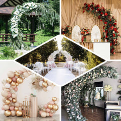 8ft Gold Metal Half Crescent Moon Wedding Arbor Frame, Curved Design Arch Flower Balloon Stand