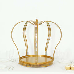 Metal Wedding Cake Stand 26" Gold Princess Crown Style - Exquisite Cupcake Display Holder Centerpiece for Fairy Tale Weddings & Chic Dessert Presentations