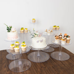 8-Tier Acrylic Cake Stand Set Clear - Sturdy & Lightweight Cupcake Holder Dessert Pedestal Centerpiece Risers in Assorted Sizes for Modern Minimalist Buffet Party Tables