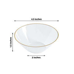 24-Pack Heavy Duty Plastic Ice Cream Bowls Clear Premium Gold Rim - Perfect for Celebrations 7oz