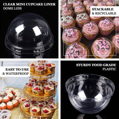 50-Pack Plastic Dome Lids For Cupcake Liners Clear - Food Safe Disposable Baking Cake Cup Lids for Dessert Buffets Bakery Displays & Party Favors 3"