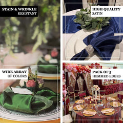 4 Pack Satin 20"x20" Napkins Violet Amethyst - Luxurious Shine & Smooth Dinner Napkins