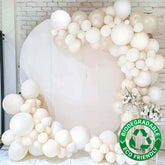 Set of 95 White Beige Biodegradable Balloon Arch Kit, Extra Strong Eco-friendly Latex Party Balloon Garland