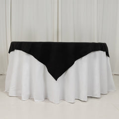 Cotton Blend 54"x54" Table Overlay Square Tablecloth Black - Wrinkle-Resistant Finish for Modern Table Settings