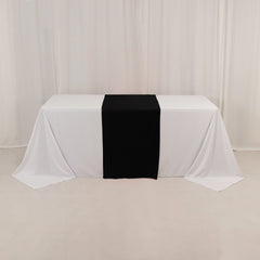 Wide Polyester 24"x72" Table Runner Black - Durable Trade Show Table Linen