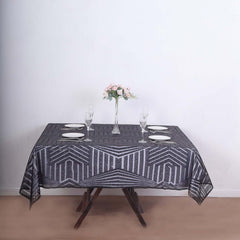 Sequin 72" Table Overlay Square Tablecloth Black - Diamond Glitz Table Cover