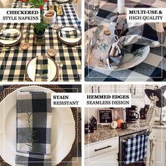 5 Pack Polyester 15"x15" Napkins Navy Blue/White Buffalo Plaid Gingham Style Cloth Napkins