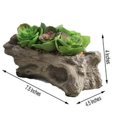 Perle Von Nurnberg Artificial Succulents Arrangements in 7" Log Planter - Lifelike Faux Plant for Stylish Home Bathroom Tabletop Indoor Outdoor Greenery Decor