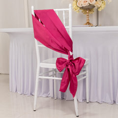 5 Pack Lamour Satin 6"x106" Chair Sashes Fuchsia - Stylish Reusable Decorative Bows
