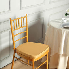 Chiavari Chair Cushion with 1.5" Thick Memory Foam and Ties Gold - Stylish Removable Cover for Comfort