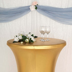 Metallic Spandex 32" Fitted Round Cocktail Table Cover Gold Highboy Tablecloth - Stretch Fit & Water-Resistant for Stylish Decor