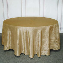 Taffeta 120" Round Tablecloth Gold - Seamless Accordion Crinkle Design for Stylish Occasions