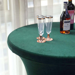 Hunter Emerald Green Premium Velvet Spandex Fit Cocktail Tablecloth With Foot Pockets