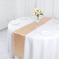 Satin 12"x108" Table Runner Nude - Stylish Table Linen
