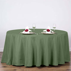 Polyester 120" Round Tablecloth Olive Green - Seamless Wrinkle-Resistant Table Cover