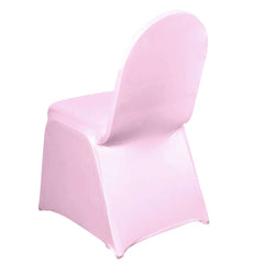 Spandex Chair Cover for Banquet Chairs Pink - Stretch 160GSM Fabric with Slip-On Slipcover