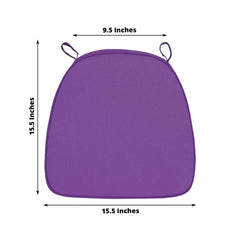 Chiavari Chair Cushion with 1.5" Thick Memory Foam and Ties Purple - Stylish Removable Cover for Comfort