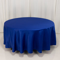 Lamour Satin 108" Round Tablecloth Royal Blue - Durable & Silk-Like Table Cover