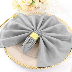 5 Pack Polyester 20"x20" Napkins Silver - Wrinkle Resistant & Easy Care Cloth Napkins