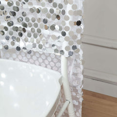 Sequin Chair Slipcover Big Payette Design for Chiavari Chairs Silver - Glittering Chair Back Cover