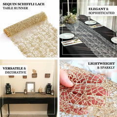 Mesh 12"x108" Table Runner Silver - Sequin Schiffli Lace Design for Stylish Celebrations