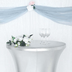 Metallic Spandex 32" Fitted Round Cocktail Table Cover Silver Highboy Tablecloth - Stretch Fit & Water-Resistant