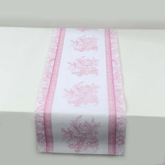 5 Pack Disposable Table Runners 11"x108" White with Pink Floral Pattern - Non-woven Stylish Kitchen Dining Table Decor