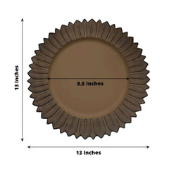 6-Pack Plastic Round Charger Plates 13" in Natural with Sunflower Rim, Matte Finish Disposable Dinner Charger Tableware
