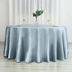 Satin 120" Round Tablecloth Dusty Blue - Stylish Seamless Table Cover