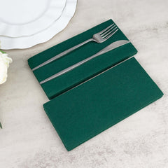 20-Pack Paper Linen-Like Napkins Hunter Emerald Green - Disposable Hygienic Airlaid Guest Towels 8.5"x4"