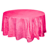 Taffeta 120" Round Tablecloth Fuchsia - Seamless Accordion Crinkle Table Cover