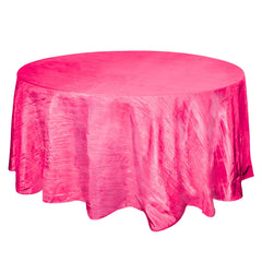 Taffeta 120" Round Tablecloth Fuchsia - Seamless Accordion Crinkle Table Cover