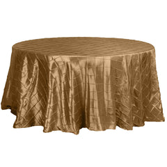 Taffeta 120" Round Tablecloth Gold - Pintuck Style with Seamless Design for Upscale Occasions