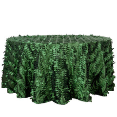 Taffeta 120" Round Tablecloth Green Leaf | 3D Leaf Petal Design Seamless Table Cover