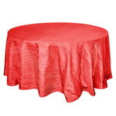 Taffeta 120" Round Tablecloth Red - Seamless Accordion Crinkle Table Cover