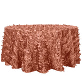 Taffeta 120" Round Tablecloth Terracotta (Rust) Leaf | 3D Leaf Petal Design Seamless Table Cover