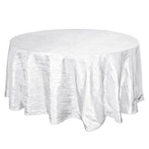 Taffeta 120" Round Tablecloth White - Seamless Accordion Crinkle Design for Stylish Occasions